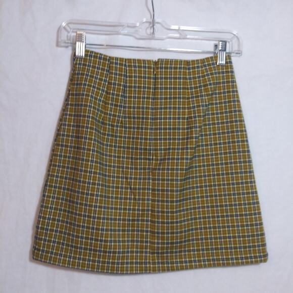 John Galt Plaid A-Line Skirt Yellow and Blue Preppy Academia Clueless Size S - Picture 4 of 6